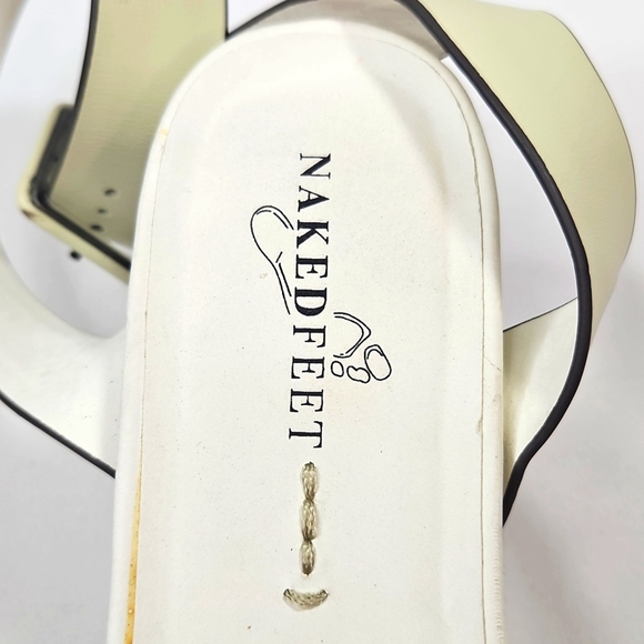 Naked Feet Cream and Brown Platform Sandals Sz 9.5 - Picture 2 of 7